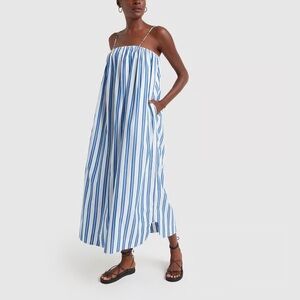 Ganni Blue and White Striped Maxi Dress